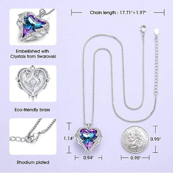 Angle Wing Love Heart Necklaces for Women - Picture 6 of 7